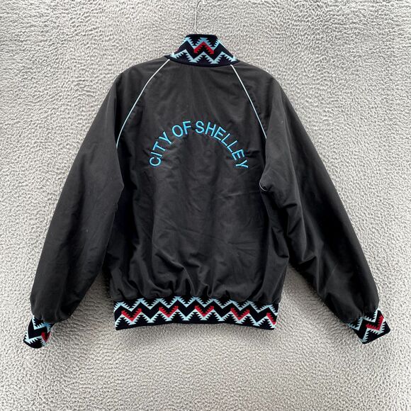 Vintage West Ark Bomber Jacket Medium Black Aztec Southwestern Varsity USA Made - Picture 8 of 15
